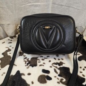 Valentino By Mario Valentino Black Crossbody Bag with Gold Details